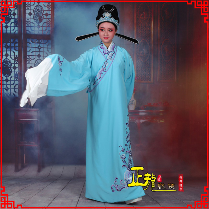 青岛梁祝才子唐伯虎黄梅戏古装褶子草波纹小生衣
